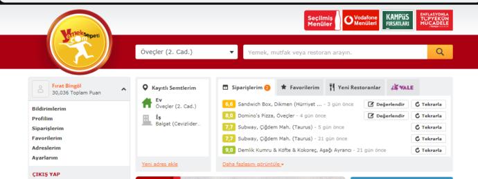 Yemeksepeti puanınız kaç?