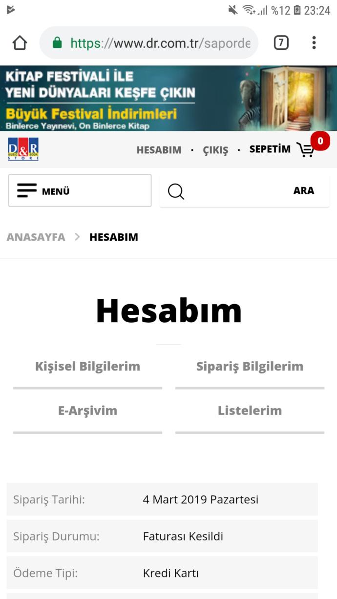 D&R'dan alinan bir sey kac gune geliyor?