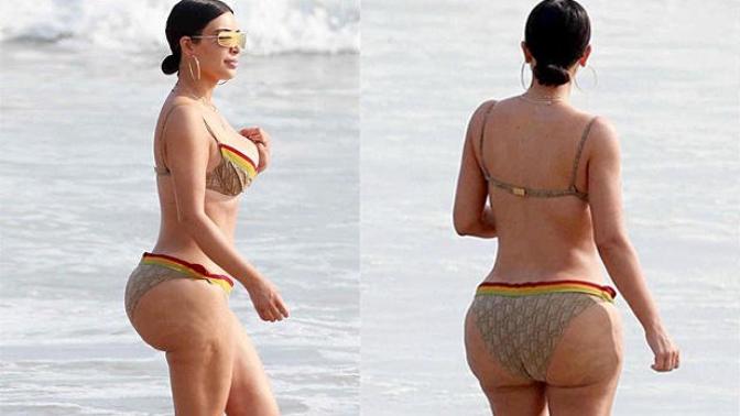 Kim Kardashian'nın kalçaları sanıldığının aksine fazlamı çirkin ve itici?