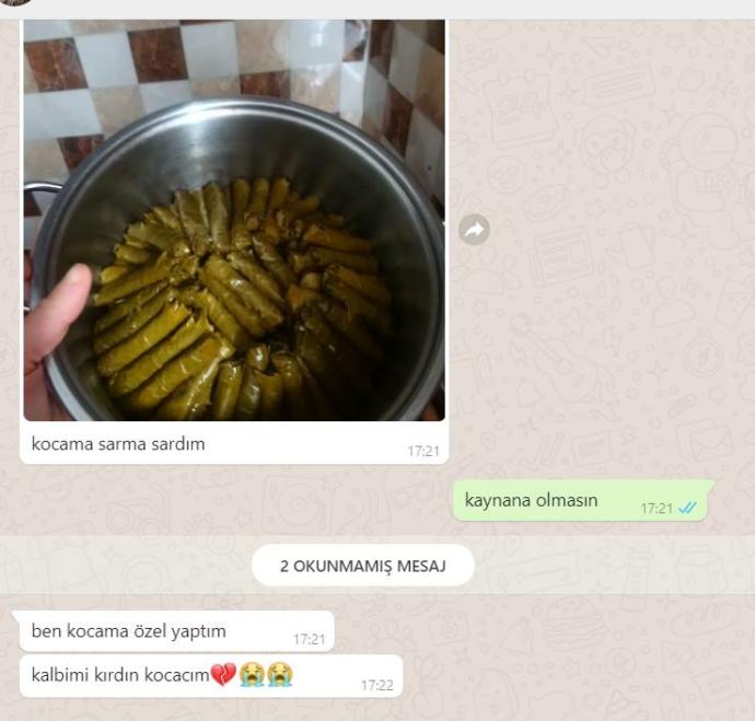 Kocama sarma yaptım yaptığı harekete bakın ya sizce odun değil mi?