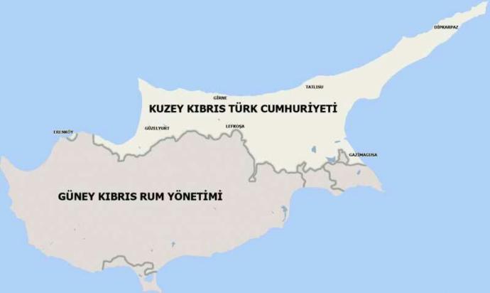 Kıbrıs haritası türk kesimi çok az değil mi?