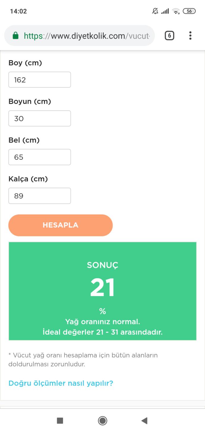 Yağ oranınız yüzde kaç?