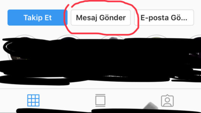 İnstagram mesaj gönder butonu?