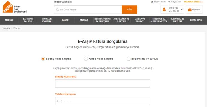koçtaş e arşiv fatura sorgulama