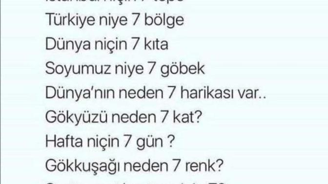 7 rakamının sırrı ne sizce arkadaşlar?😊?