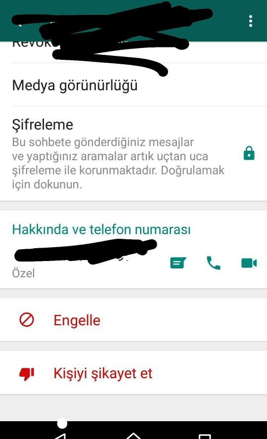Whatsapta numaranın altında neden özel yazar?