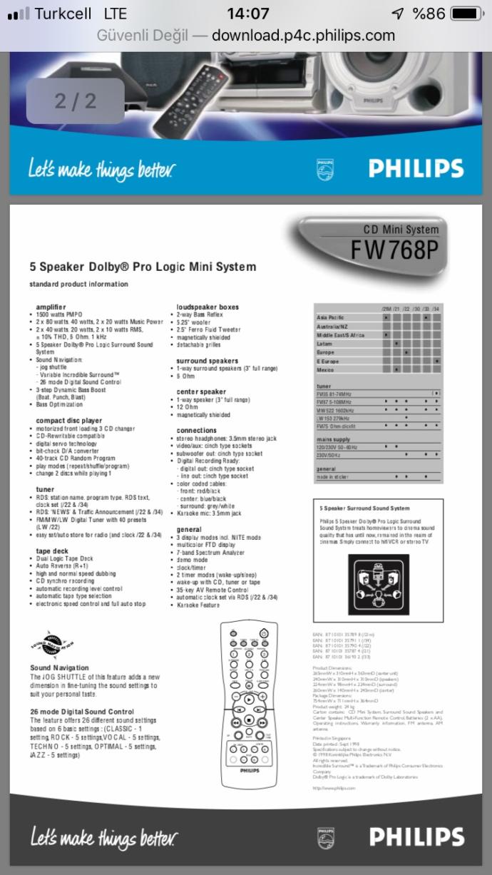 PHILIPS FW 768P MİNİ SİSTEM MÜZİK SETİ?