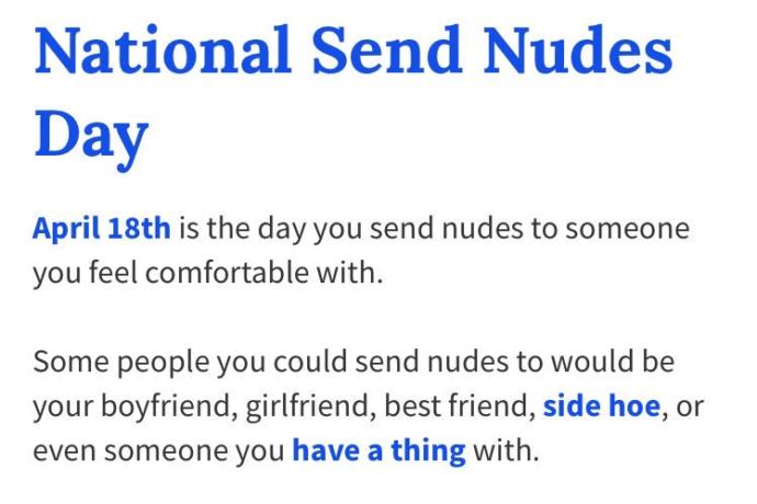 18  Nisan  Dünya Nude Gönderme Günü'nde kimlere nude atacaksınız?