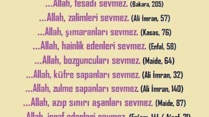 Allah kimleri sevmez?
