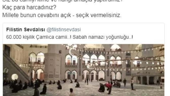 'Bomboş bir Çamlıca Camii, siz bu camiyi kime ve hangi amaçla yaptırdınız. Kaç para harcadınız?