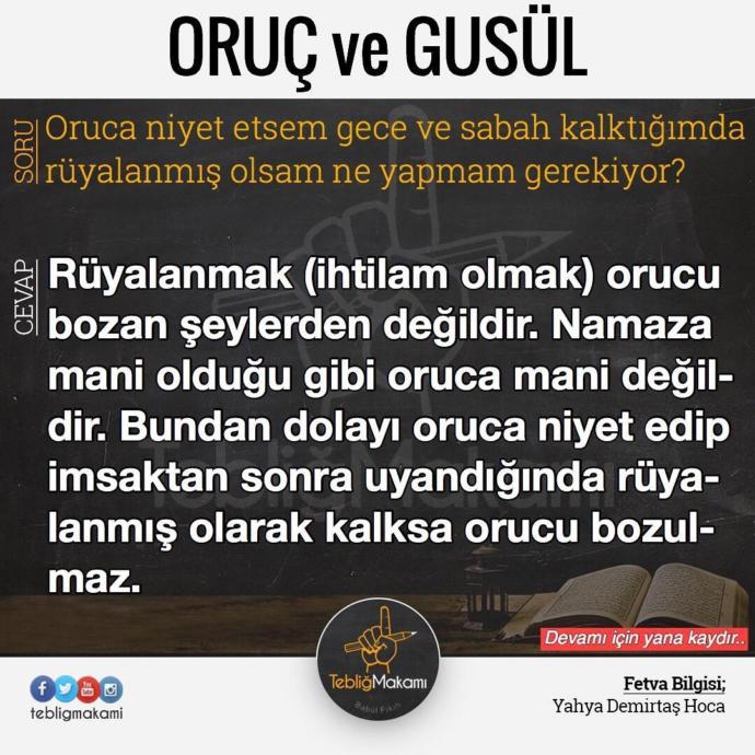Rüyalanmak orucu bozar mı?