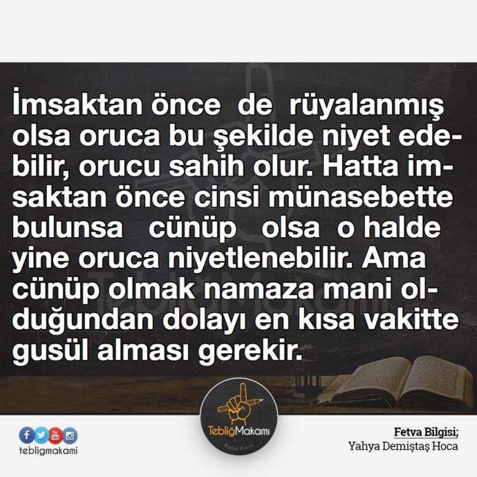 Rüyalanmak orucu bozar mı?