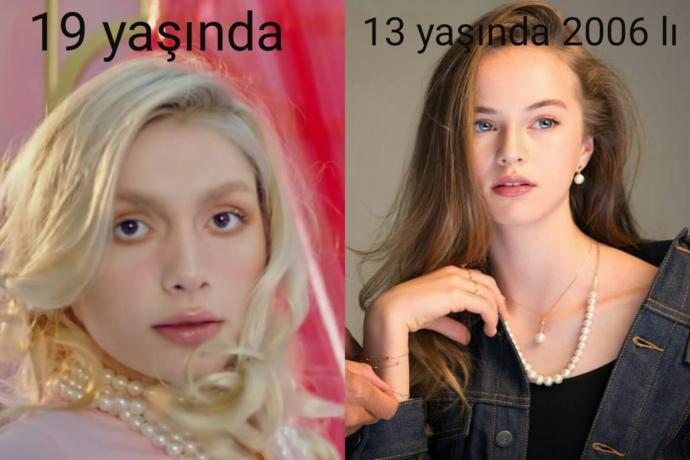 aleyna universiteli ama pembe giyinerek yaşını iyice küçültüyor sağdaki 2006 doğumlu çocuk model daha ilkokul 7. sinifta