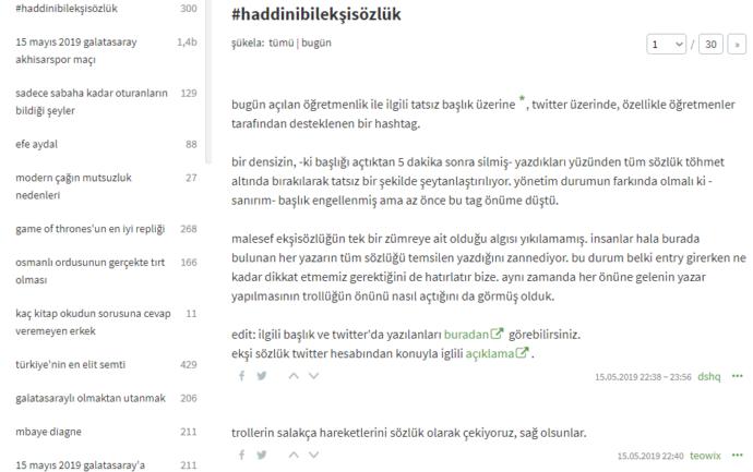 Ekşi sözlükte öğretmenlere yapılan hakarete sessiz kalmayalım. #haddinibilekşisözlük hastaghi ile öğretmenlere destek olurmusunuz?