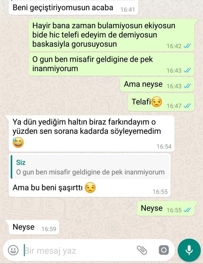 Baksaniza ben ergen tribimi yapmisim o da bana mi trip yapmis Şu an aramiz bozukmu?