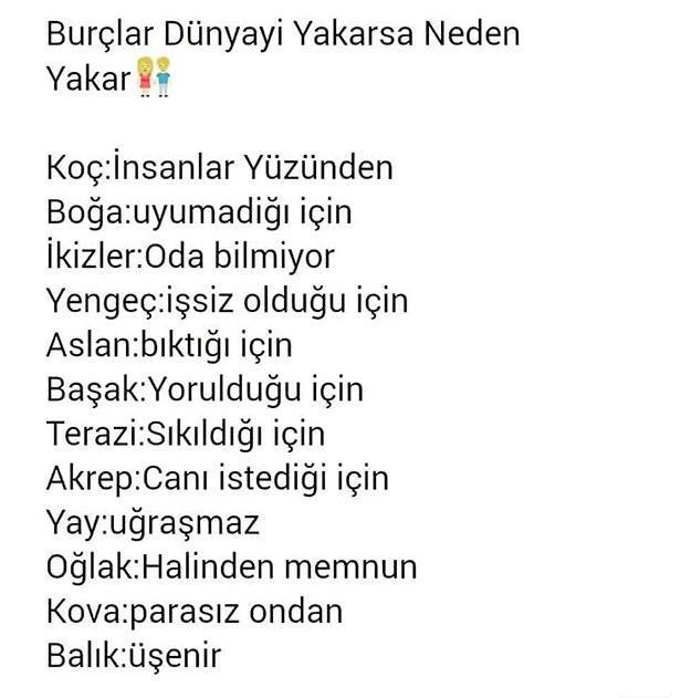 Burçlar Dünyayı Yakarsa Neden Yakar?