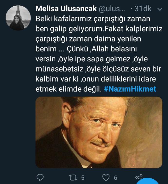 O aramızdan ayrılalı 56 yıl oldu. Ölüm yıldönümünde ünlü şairimiz Nazım Hikmet'in en sevdiğin şiirini/sözünü yazar mısın?