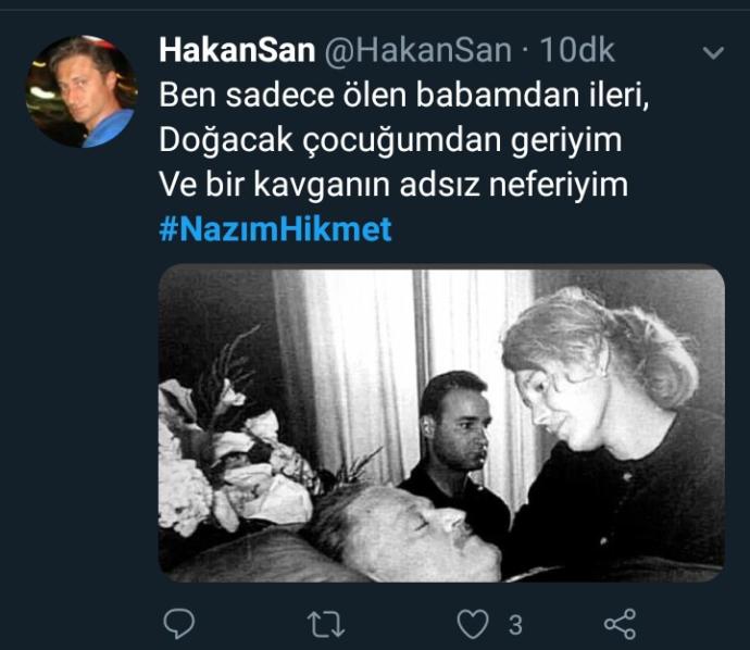 O aramızdan ayrılalı 56 yıl oldu. Ölüm yıldönümünde ünlü şairimiz Nazım Hikmet'in en sevdiğin şiirini/sözünü yazar mısın?