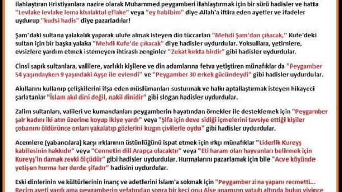 Neden uydurma hadislere bakıp dinden çıkıyorsunuz?