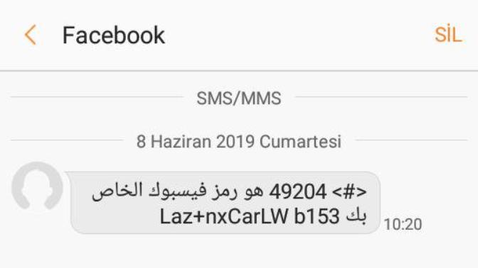 Facebook'tan gelen arapça sms?
