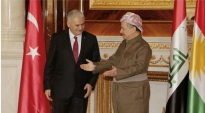 Kürdistan bölgesel yönetimi Eski başkanı Mesut Barzani ve Türkiye cumhuriyeti eski başbakanı Binali Yıldırım
