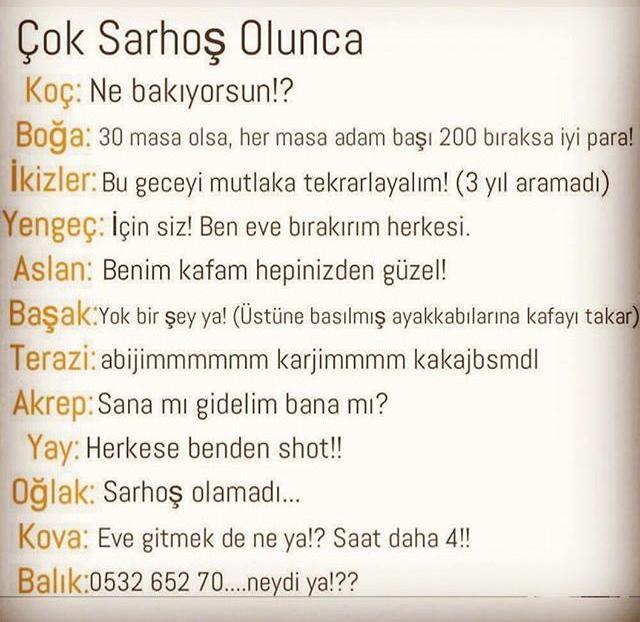 Burçlar Çok Sarhoş Olunca neler dermiş öğrenmek istermisiniz?