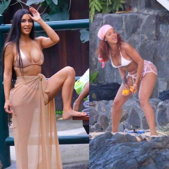 Rihanna ile Kim Kardashian saç baş tekme tokat kavga etse kim döver?