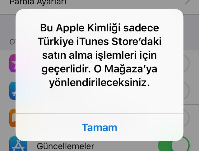 İphone um apple kimliğine giriş yapmıyor? “bu Apple kimliği sadece Türkiye iTunes store daki satın almalar için geçerlidir.” ?