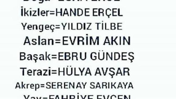 Kızlar, Burcuna göre hangi Türk Kadın Ünlüsün?