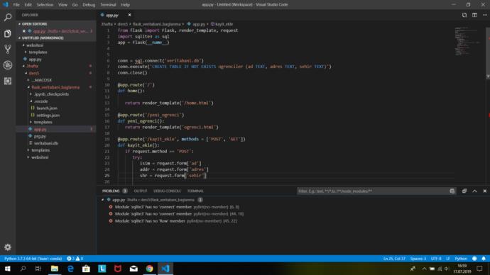 Visual studio code ya import etme modül hatası?