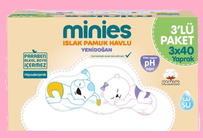 Minies Yenidogan Islak Pamuk Havlu