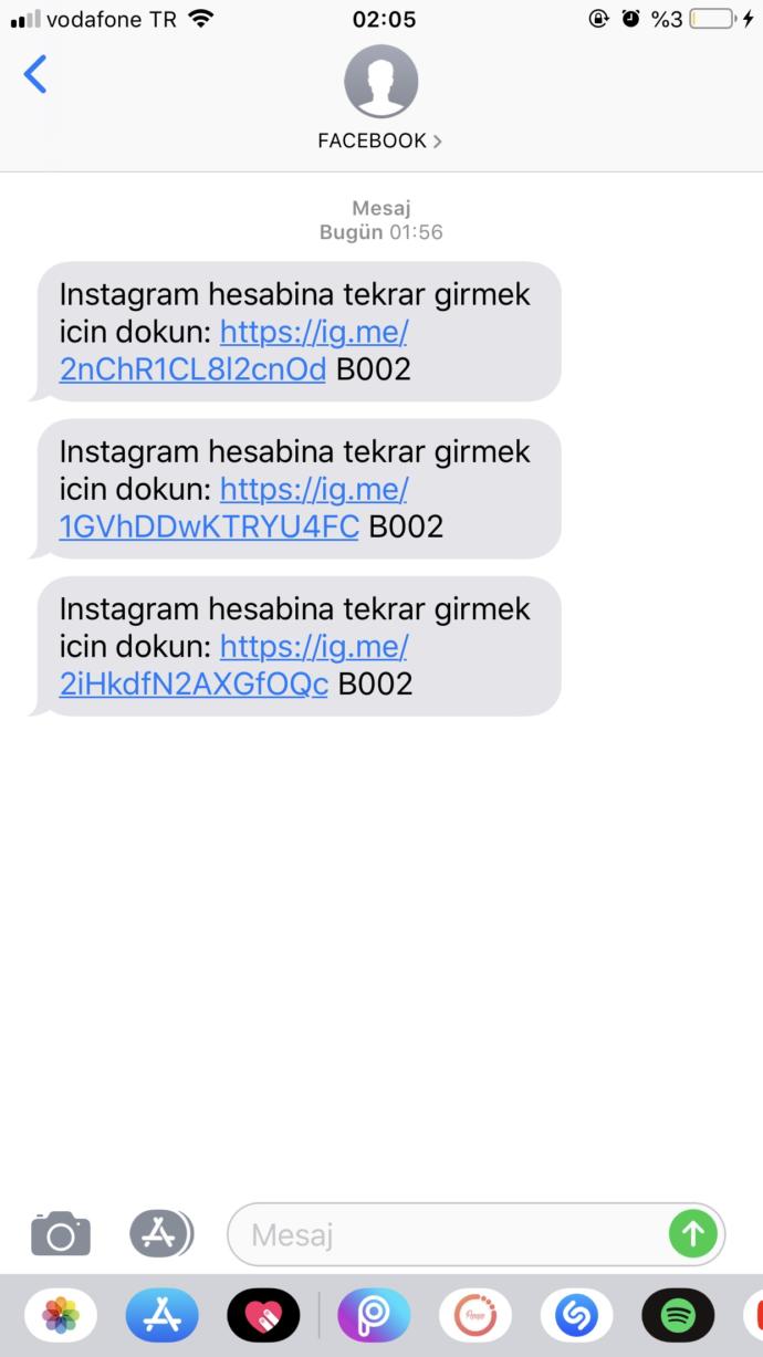 Arkadaşlar bu ne mesajı Üç kere geldi aynı anda?