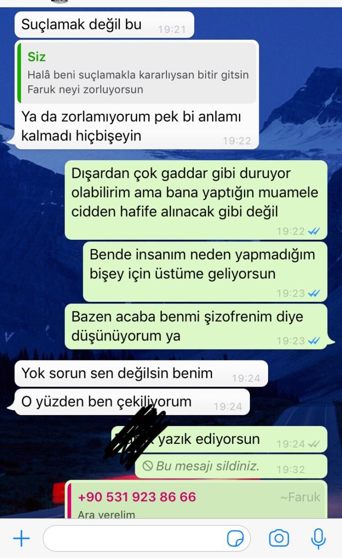 Barışmak için mesaj attı ama?