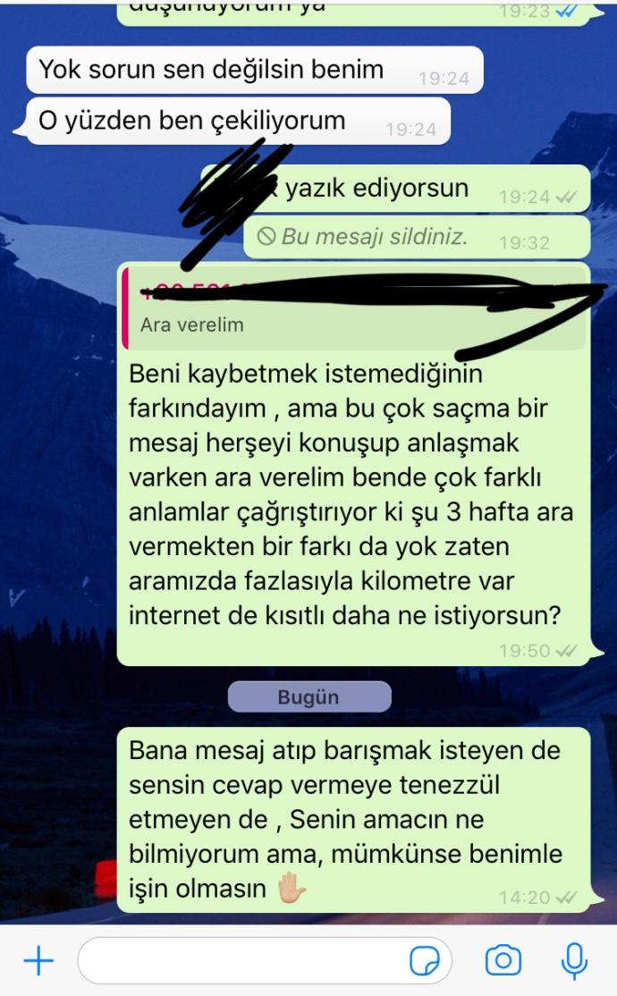 Barışmak için mesaj attı ama?