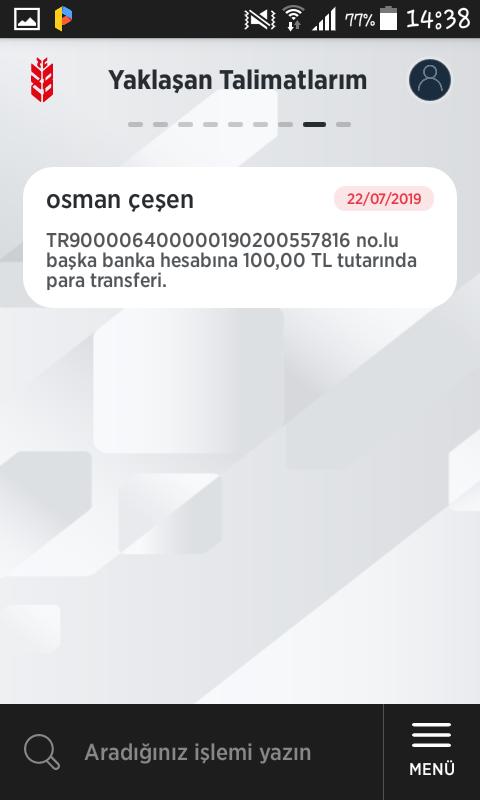 Ziraat bankası kullanıyorum birine para attım engelledi onunki is bankası Şu an talimatlarda ama iptal edemiyorum bilen varmi?