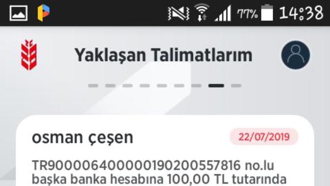 Ziraat bankası kullanıyorum birine para attım engelledi onunki is bankası Şu an  talimatlarda ama iptal edemiyorum bilen varmi?