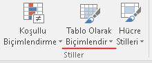 Tablo Olarak Biçimlendir