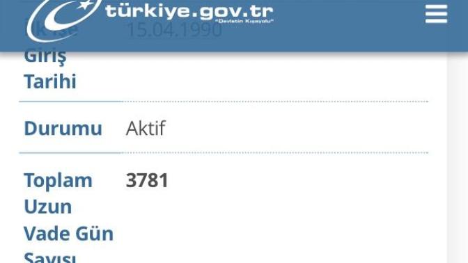 Sigorta gün sayısı 3781 kaç senem kalmış olabilir?