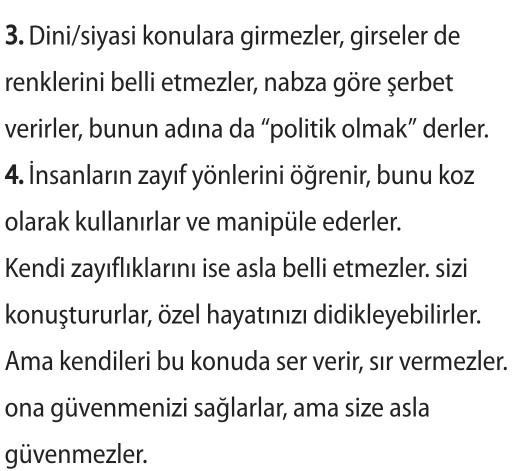 Sinsi insan tipinin 10 özelliği?