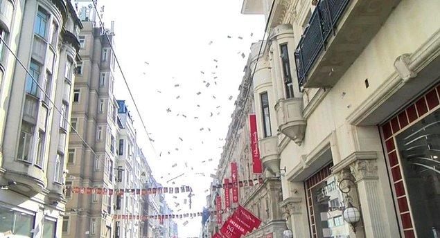 İstiklal Caddesi'nde para dağıltıldı