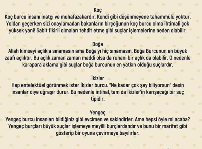Burçlar Hangi Suçu meyilli?
