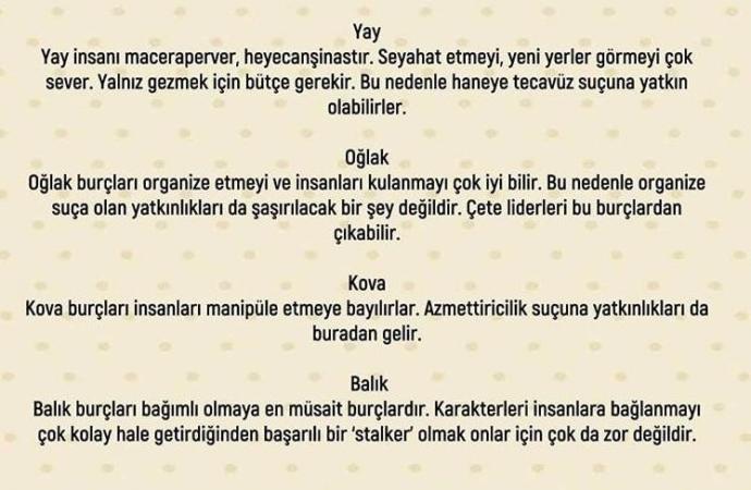 Burçlar Hangi Suçu meyilli?