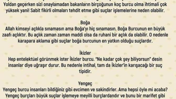 Burçlar Hangi Suçu meyilli?