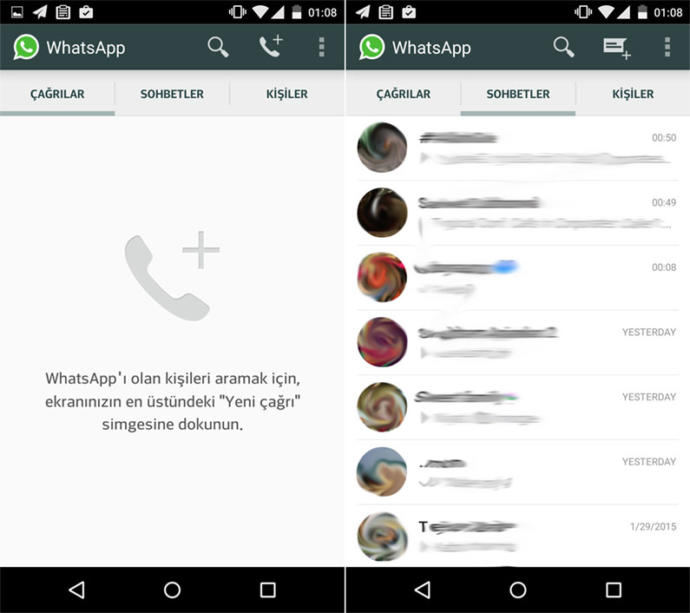 WhatsApp aramalar
