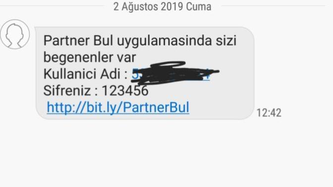 Partner bul'dan gelen sms mesajı nedir?