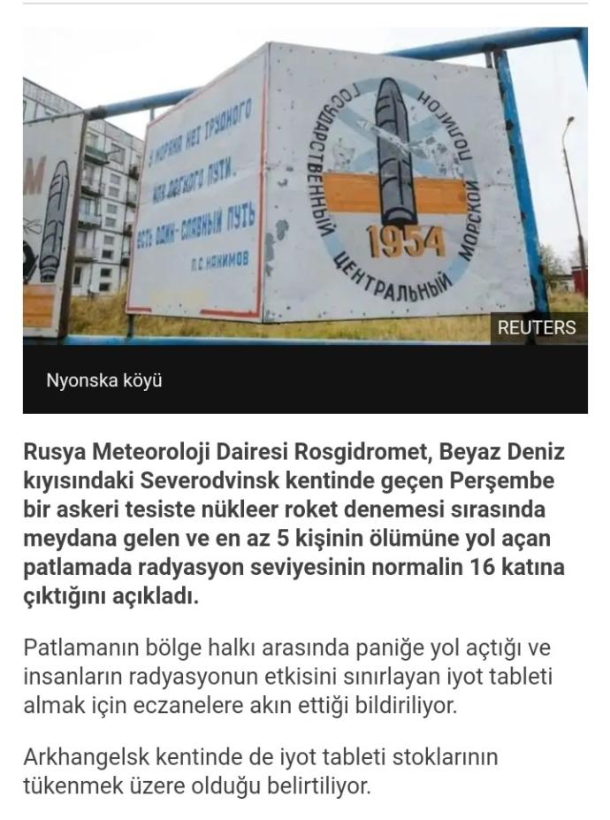 Rusya'da nükleer roket patlamasından Karadeniz kıyıları etkilenir mi?