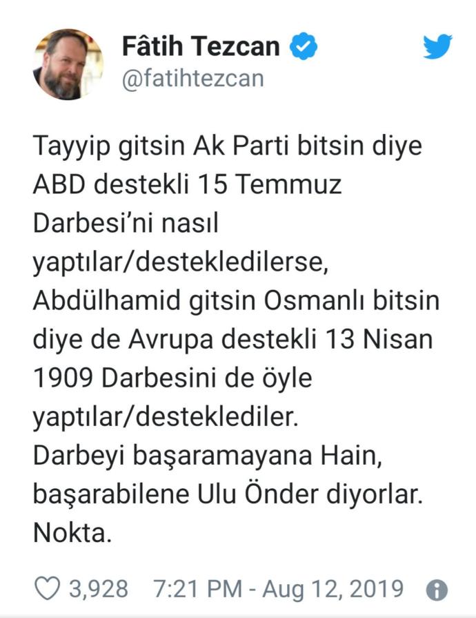 Fatih Tezcan'ın Atatürk ve Cumhuriyet'e olan nefreti bitmiyor!! Medyada tepkiler büyüyor bu konu hakkında düşünceleriniz nelerdir?