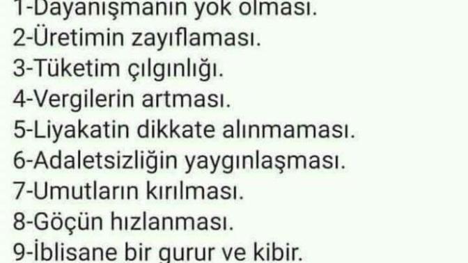 İbn-i Haldun'un alametleri tek tek günümüz Türkiyesi'nde gerçekleşmedi mi?