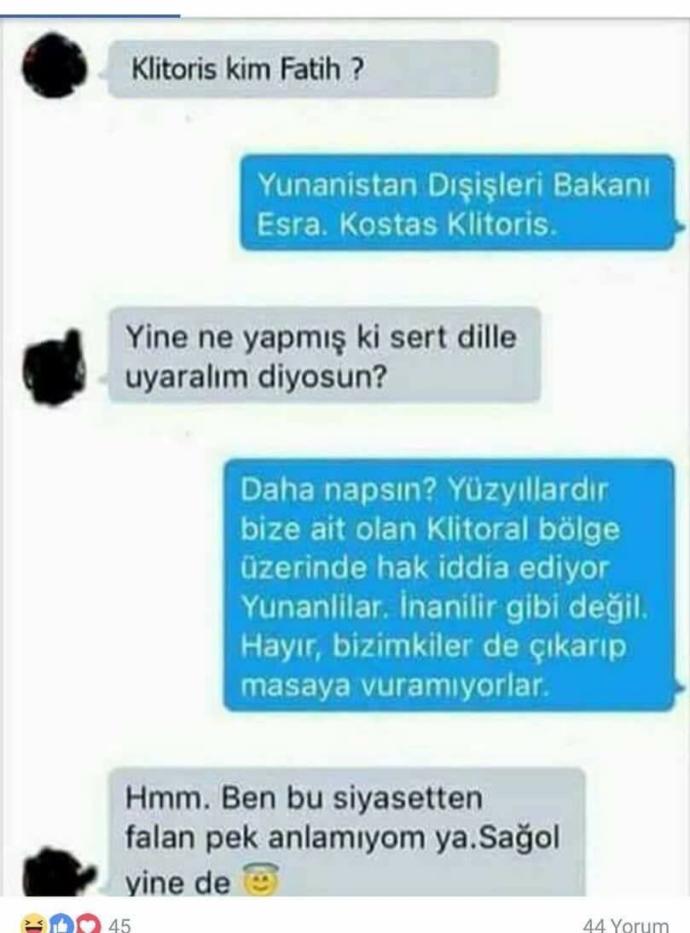 Klitorisi hala Yunan başbakanı Kostas Klitoris sananlar var mıdır?