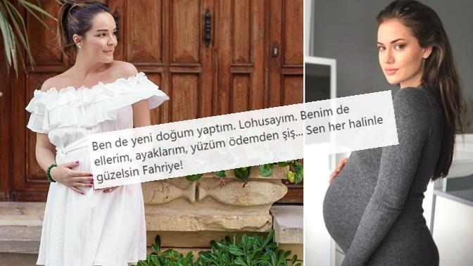 Ünlülerden Fahriye Evcen’e destek! Sizce bir kadın doğurduktan sonra hemen fitleşmeli mi?